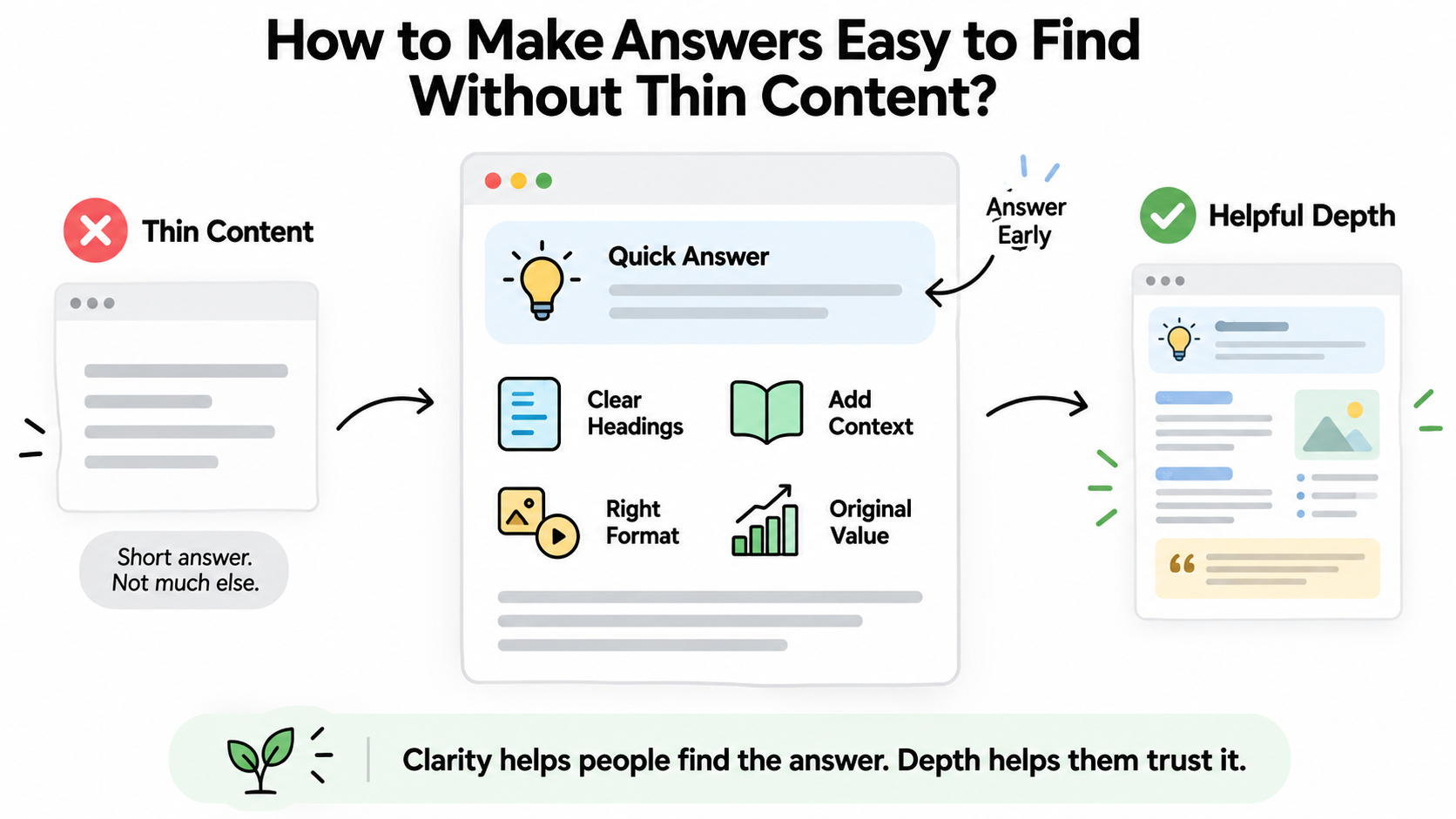 How to Make Answers Easy to Find Without Thin Content